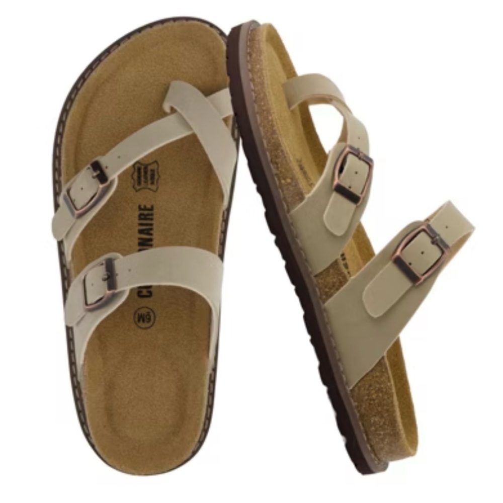 Cushionaire Luna cork footbed, Adjustable Buckles, Toe loop, size 7